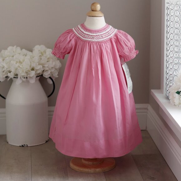 Strasburg Dress Smocked Pink Bishop Girls Size 12 Months Special Occasion NWT - Picture 1 of 5